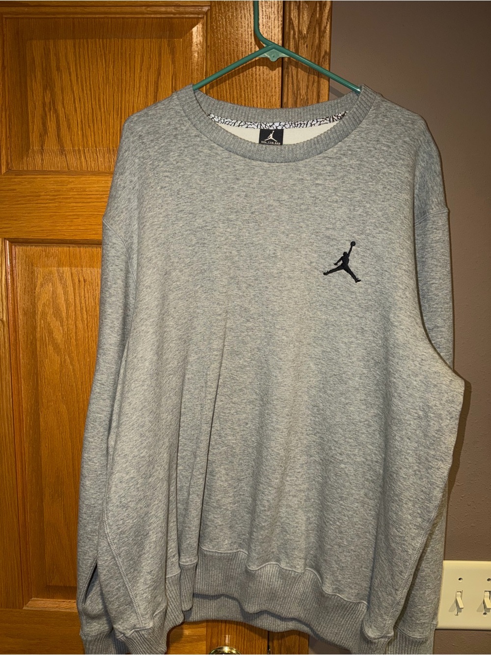 Jordan Light Grey Crewneck Sweatshirt with Black Jumpman